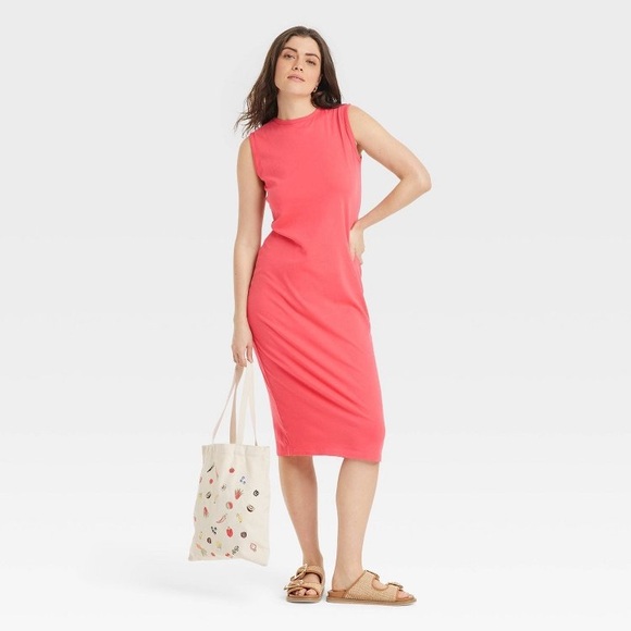 Universal Thread Sleeveless Coral Midi T Shirt Dress medium - Picture 1 of 4